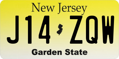 NJ license plate J14ZQW