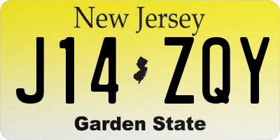 NJ license plate J14ZQY