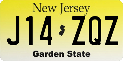NJ license plate J14ZQZ