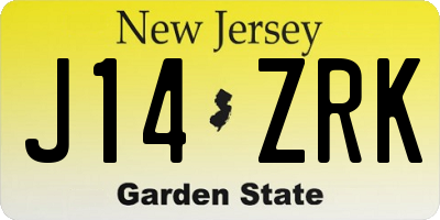 NJ license plate J14ZRK