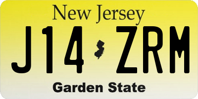 NJ license plate J14ZRM