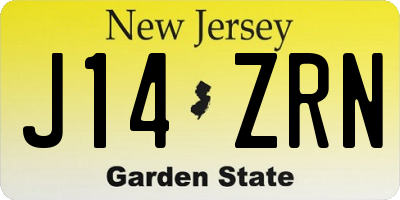 NJ license plate J14ZRN