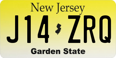 NJ license plate J14ZRQ