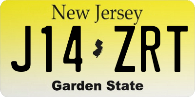 NJ license plate J14ZRT