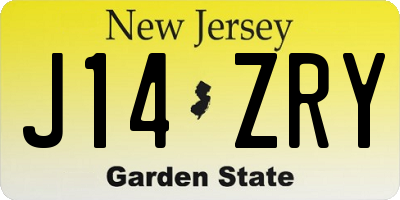 NJ license plate J14ZRY