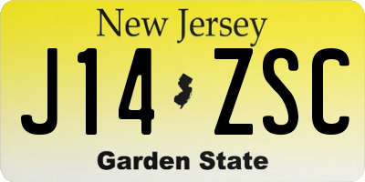 NJ license plate J14ZSC