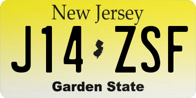 NJ license plate J14ZSF