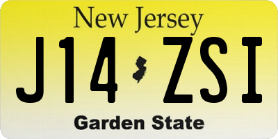 NJ license plate J14ZSI