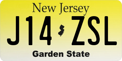 NJ license plate J14ZSL