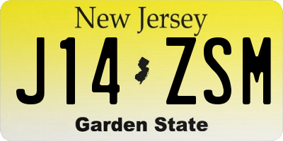 NJ license plate J14ZSM