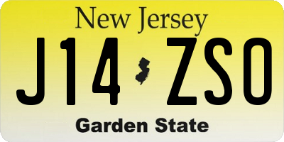 NJ license plate J14ZSO