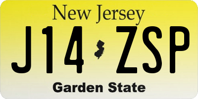NJ license plate J14ZSP