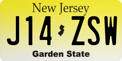 NJ license plate J14ZSW