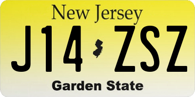 NJ license plate J14ZSZ