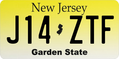NJ license plate J14ZTF