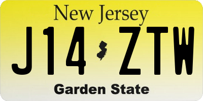 NJ license plate J14ZTW