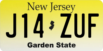 NJ license plate J14ZUF