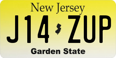 NJ license plate J14ZUP