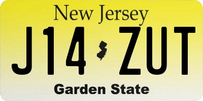 NJ license plate J14ZUT