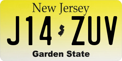 NJ license plate J14ZUV