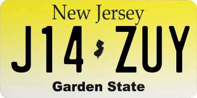 NJ license plate J14ZUY