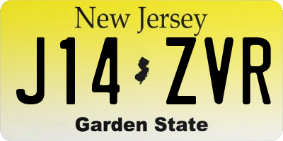 NJ license plate J14ZVR