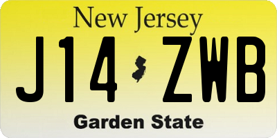 NJ license plate J14ZWB