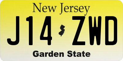 NJ license plate J14ZWD