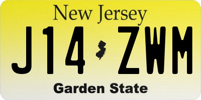 NJ license plate J14ZWM