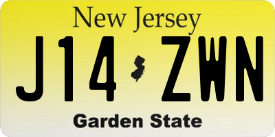 NJ license plate J14ZWN