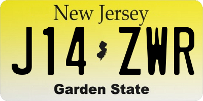 NJ license plate J14ZWR