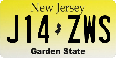 NJ license plate J14ZWS
