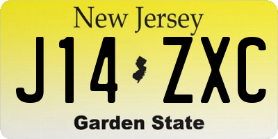 NJ license plate J14ZXC