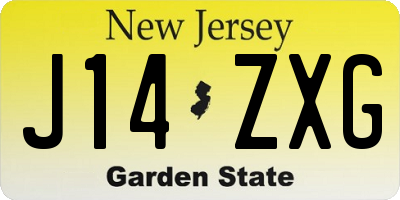 NJ license plate J14ZXG