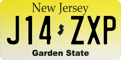 NJ license plate J14ZXP
