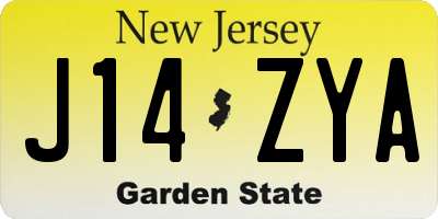 NJ license plate J14ZYA