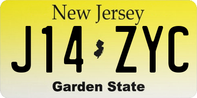 NJ license plate J14ZYC