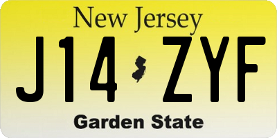 NJ license plate J14ZYF