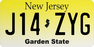 NJ license plate J14ZYG