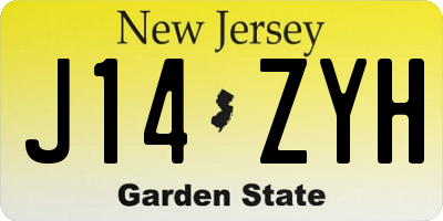 NJ license plate J14ZYH