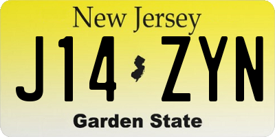 NJ license plate J14ZYN