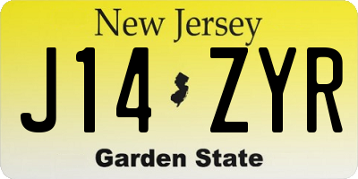 NJ license plate J14ZYR