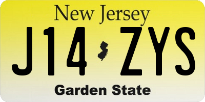 NJ license plate J14ZYS