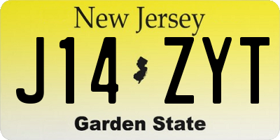 NJ license plate J14ZYT