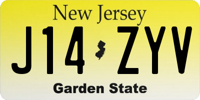 NJ license plate J14ZYV