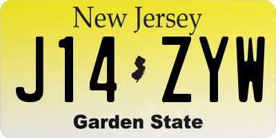 NJ license plate J14ZYW