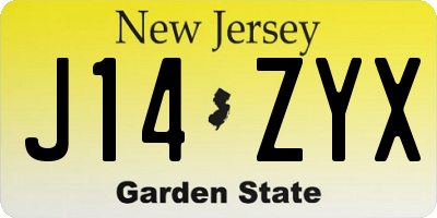 NJ license plate J14ZYX