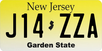 NJ license plate J14ZZA