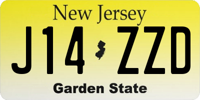 NJ license plate J14ZZD