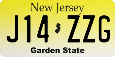 NJ license plate J14ZZG